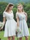 New Short Sleeves Bridesmaid Dress with Belt and Lace