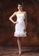 Affordable Strapless Knee-length Column Lace Beach Wedding Dresses