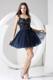 Lace Decorate Bodice Navy Blue Straps Backless 2013 Cocktail Dress