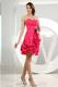 Ruffles Column Sweetheart Pick-ups Cocktail Dress with Hot Pink