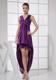 V-neck Purple and High-low V-neck For Custom Made Cocktail Dress