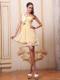 Light Yellow One Shoulder Prom Cocktail Dress With Beading Ruche