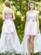 Comfortable One Shoulder High Low Dama Dress with Sashes and Lace