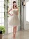 Champagne Ruched Handmade Flowers One Shoulder 2016 Dama Dresses