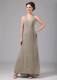Haltered Long Back Mother of Brides Dress with Crossed Lines of Beads