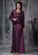 Eggplant Purple Applique Decorate Waist Mothers Dress Ankle-length