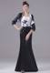 Black and White Mother Bride Dress with Hand Made Flowers