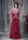 Applique Decorate Fushcia Mothers Dress with Sheer 1 2 Sleeves