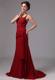 Wine Red Spaghetti Straps Mother Of The Bride Dress with Ribbon