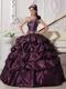 Dark Purple Ball Gown One Shoulder Floor-length Taffeta Applique
