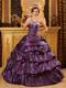 Sweetheart Taffeta Appliques Ball Gown in Purple for Sweet 16
