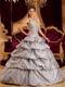 Gray Ball Gown Halter Floor-length Taffeta Appliques Quinceanera