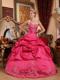 Hot Pink Sweetheart Floor-length Embroidery Dress for Quince