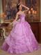 Lavender Ball Gown Strapless Floor-length Organza Beading Quince