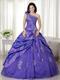 Purple Ball Gown One Shoulder Taffeta and Organza Dress for Quinces