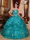 Turquoise Ball Gown Strapless Appliques Sweet sixteen dresses