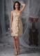 Champagne Column / Sheath Swetheart Mini-length Chiffon Ruch Prom Dress