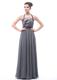 Grey Halter Ruch Black Belt Prom Dress For Custom Made
