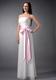 Custom Made White and Baby Pink Sash Empire Strapless Prom Dress Chiffon Ruch Floor-length