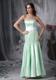 Elegant Apple Green Evening Dress Column Strapless Brush Train Satin Sash