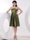 Olive Green Bridesmaid Dress With Strapless and Knee-length