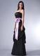 Customize Black Cloumn Spaghetti Straps Prom Dress Satin Sash Floor-length
