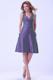 A-line Halter Purple Knee-length Taffeta Bridemaids Dress with Ruching