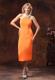New Style Orange Halter Neckline Satin Bridesmaid Dress With bow