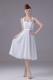 White Halter Empire Chiffon Tea-length Style Bridesmaid Dress