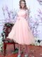 Beautiful Halter Top Baby Pink Dama Dress with Hand Made Flowers