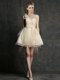New One Shoulder Short Dama Dress with Belt and Hand Made Flowers