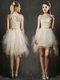 See Through Scoop Champagne Dama Dress with Appliques and Belt