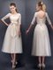See Through Scoop Half Sleeves Champagne Dama Dress with Bowknot