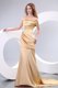 Affordable Column One Shoulder Brush Train Champagne Evening Dress with Ruching