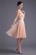 Elegant Empire Strapless V-neck Knee-length Chiffon Peach Evening Dress with Beading