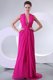 Sexy Fuchsia Column V-neck Criss-cross Evening Dress with Ruching