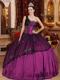 Purple Ball Gown One Shoulder Taffeta and Organza Beading and Ap