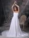 White Empire Sweetheart Court Train Chiffon Ruch Wedding Dress