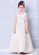 Champagne Square Neck Ankle-length Bows Flower Girl Dress