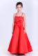 Red Straps Ankle-length Beading Flower Girl Dress