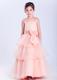Watermelon Red Scoop Ankle-length Bow Flower Girl Dress