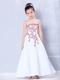 White Straps Ankle-length Embroidery Flower Girl Dress