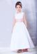 White and Pink Scoop Ankle-length Sash Flower Girl Dress