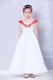 White and Red Scoop Ankle-length Embroidery Flower Girl Dress