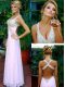 Great Chiffon V-neck Sleeveless Criss Cross Beading Dress for Prom in Pink