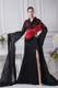 Black High Slit V-neck Brush Train Long Sleeves Celebrity Dress