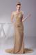 Hand Made Flowers Decorate One Shoulder Lace Brush Train 2013 Prom Dress