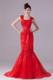 Mermaid Beading Square Appliques Prom Celebrity Dress in Red