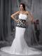 Sexy White Mermaid Strapless Chapel Train Lace Celebrity Dress