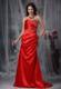 Red Column Sweetheart Beading Celebrity Dress with Brush Train